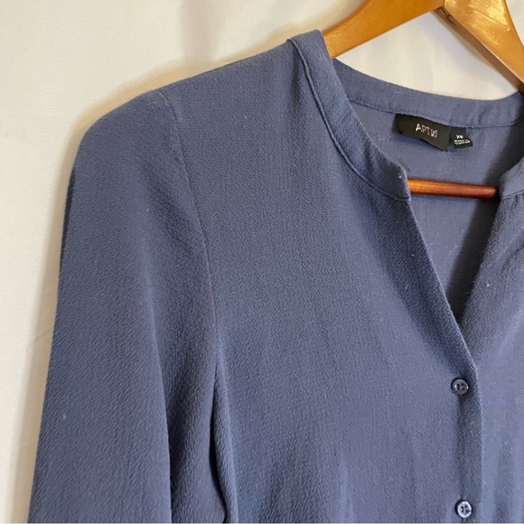 APT 9 Women’s Blue Long Sleeve Button Down Tie Front Size XS - Picture 3 of 12